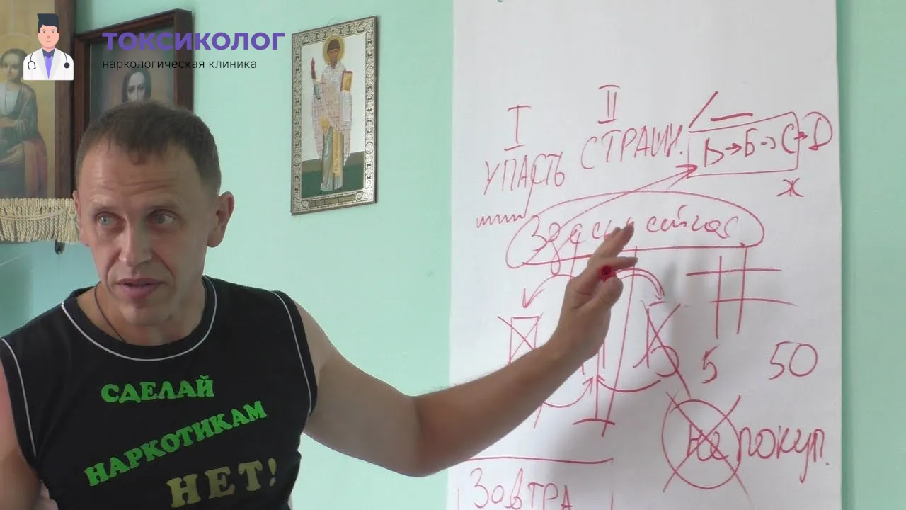 Специалист проводит занятие по программе «Реабилитация Метод Шичко» в клинике «Токсиколог»